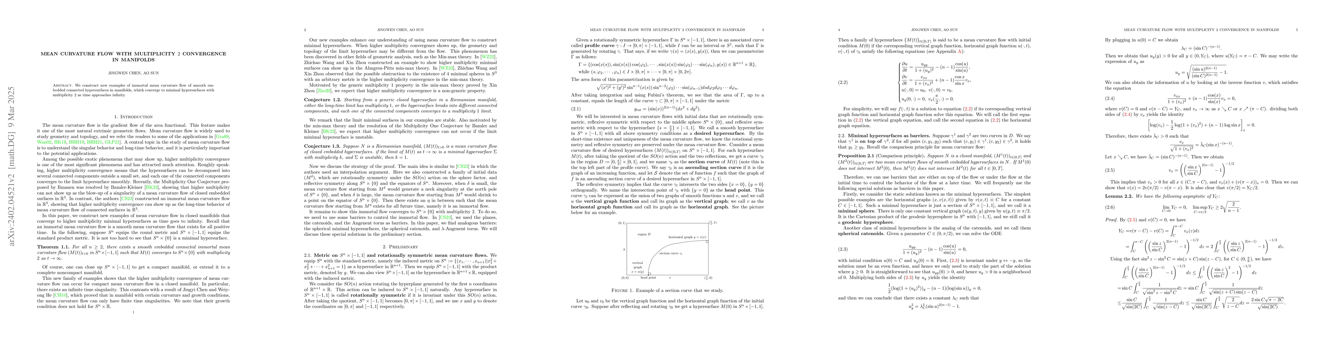 Thumbnail for Mean curvature flow with multiplicity $2$ convergence in closed
  manifolds