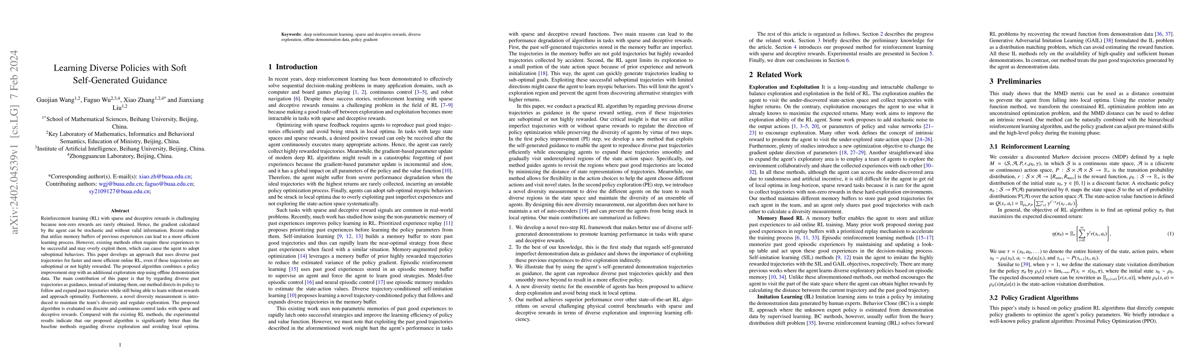 Thumbnail for Learning Diverse Policies with Soft Self-Generated Guidance