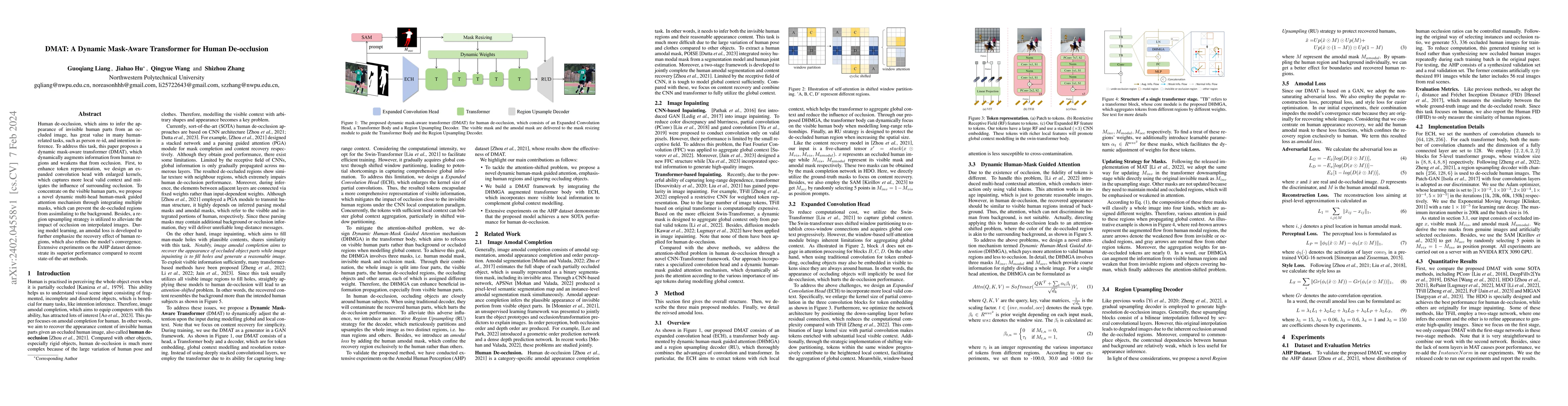 Thumbnail for DMAT: A Dynamic Mask-Aware Transformer for Human De-occlusion