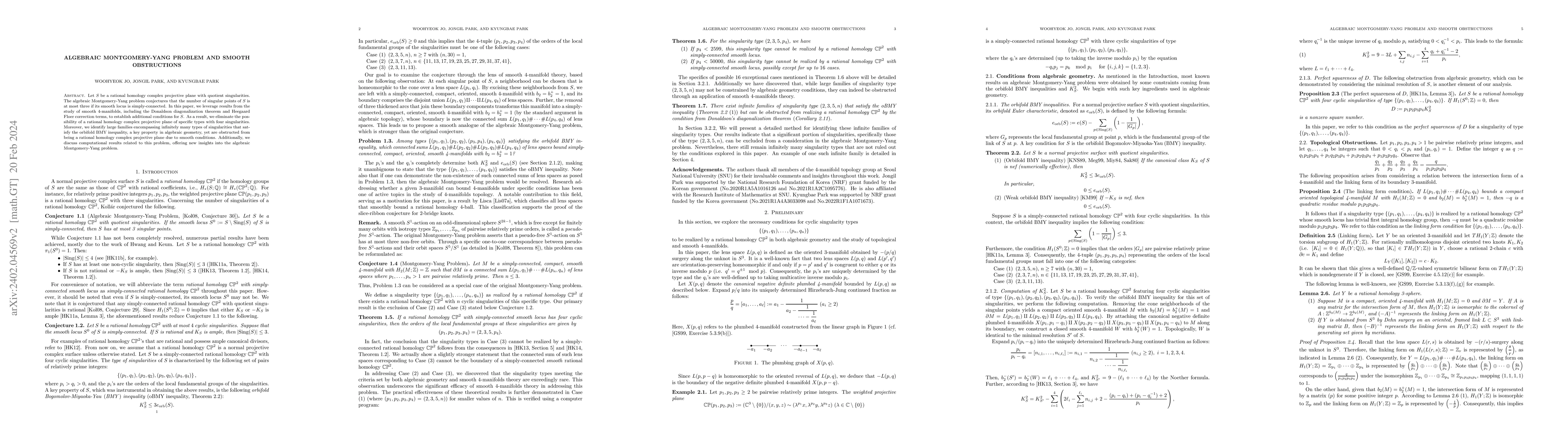 Thumbnail for Algebraic Montgomery-Yang problem and smooth obstructions