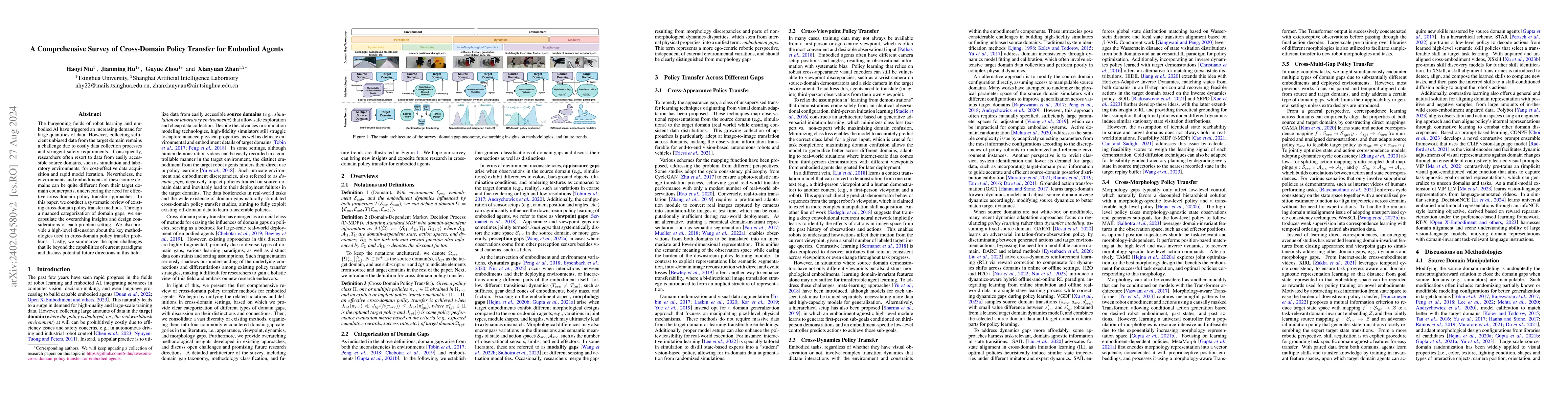 Thumbnail for A Comprehensive Survey of Cross-Domain Policy Transfer for Embodied
  Agents