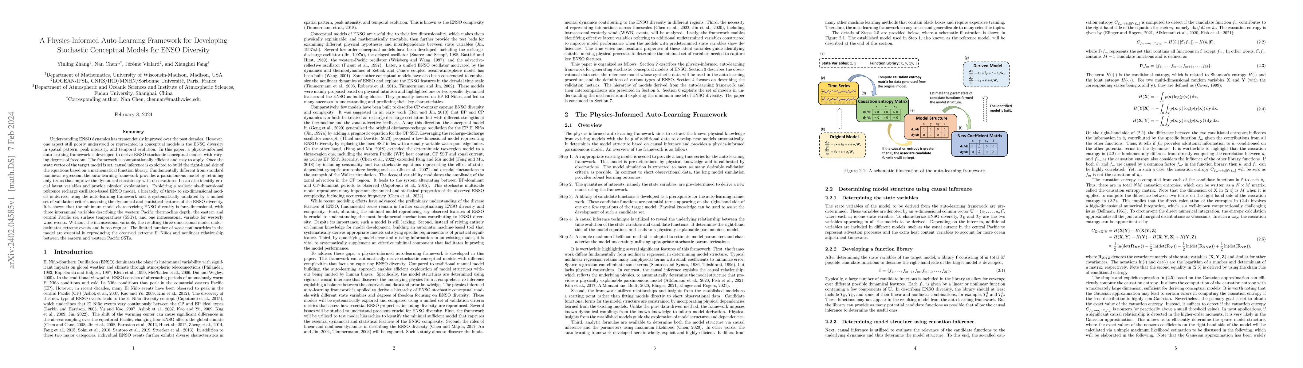 Thumbnail for A Physics-Informed Auto-Learning Framework for Developing Stochastic
  Conceptual Models for ENSO Diversity
