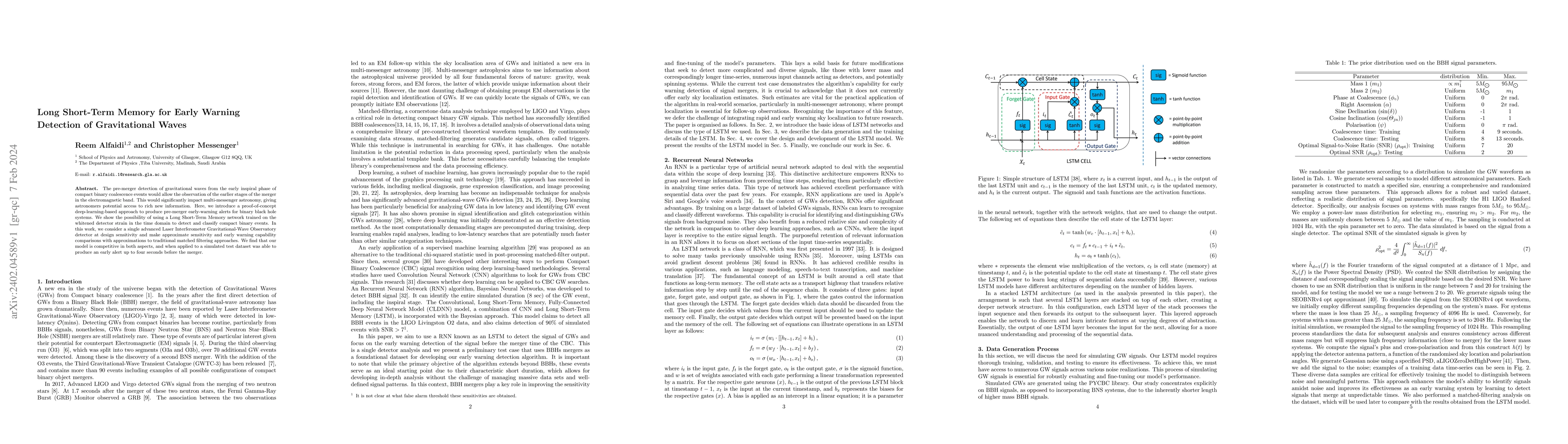 Thumbnail for Long Short-Term Memory for Early Warning Detection of Gravitational
  Waves
