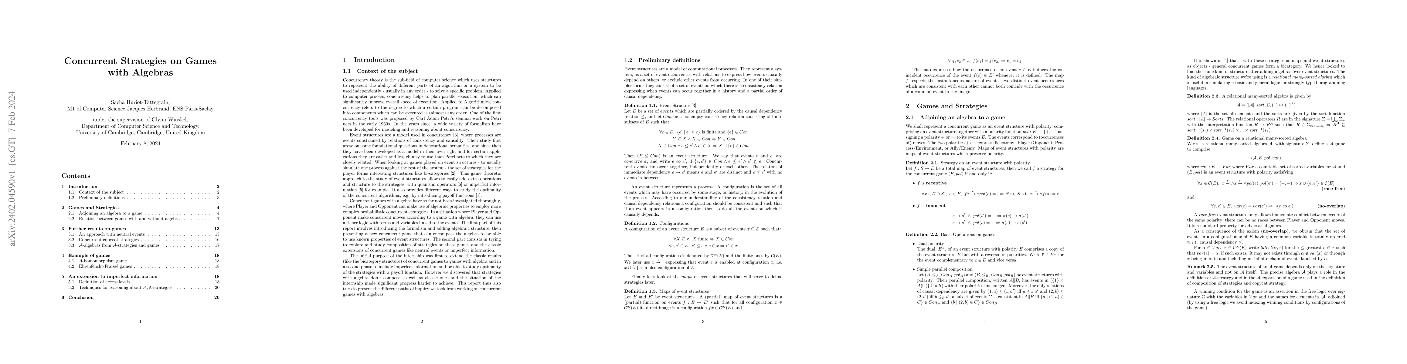 Thumbnail for Concurrent Strategies on Games with Algebras