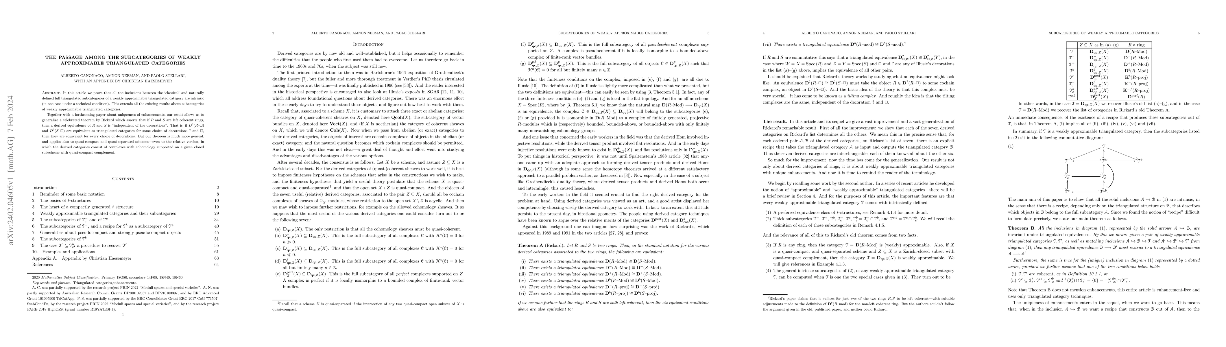 Thumbnail for The passage among the subcategories of weakly approximable triangulated
  categories