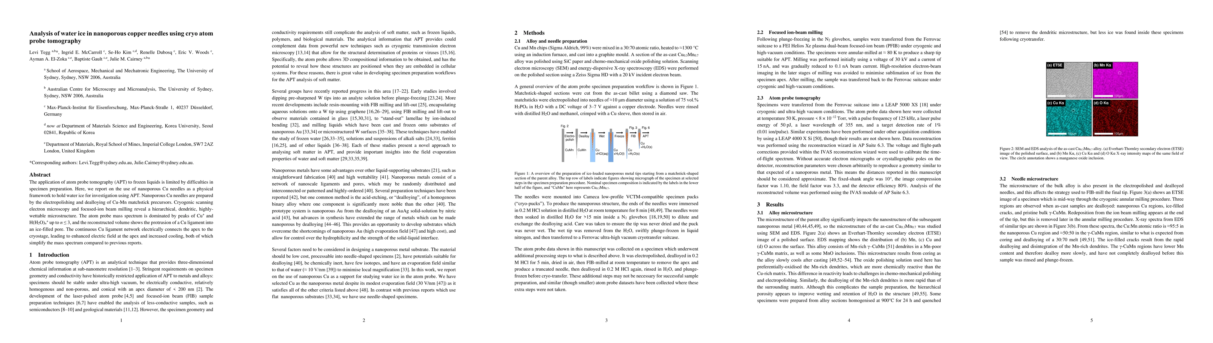 Thumbnail for Analysis of water ice in nanoporous copper needles using cryo atom probe
  tomography