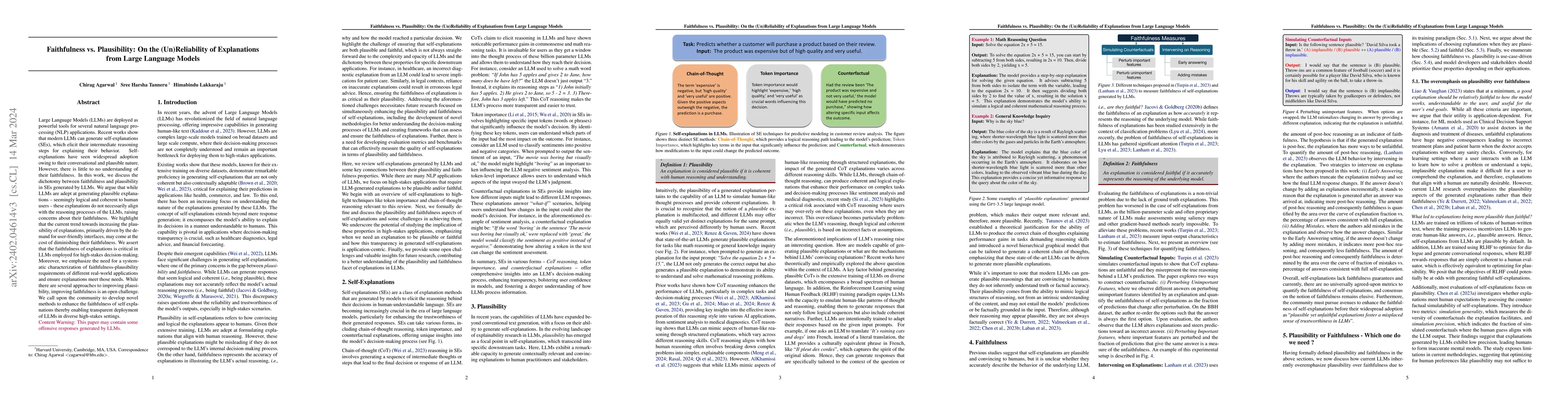Thumbnail for Faithfulness vs. Plausibility: On the (Un)Reliability of Explanations
  from Large Language Models