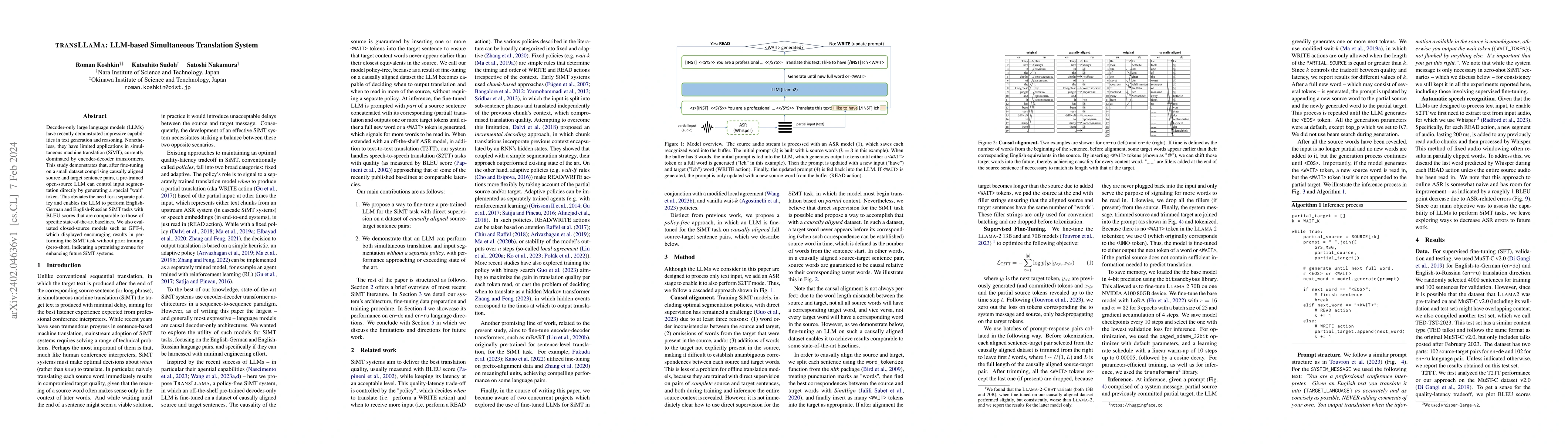 Thumbnail for TransLLaMa: LLM-based Simultaneous Translation System