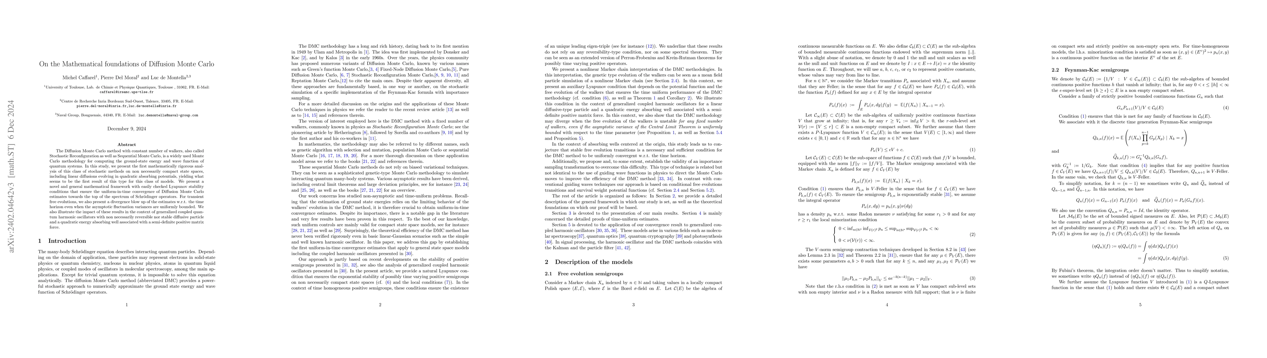 Thumbnail for On the Mathematical foundations of Diffusion Monte Carlo