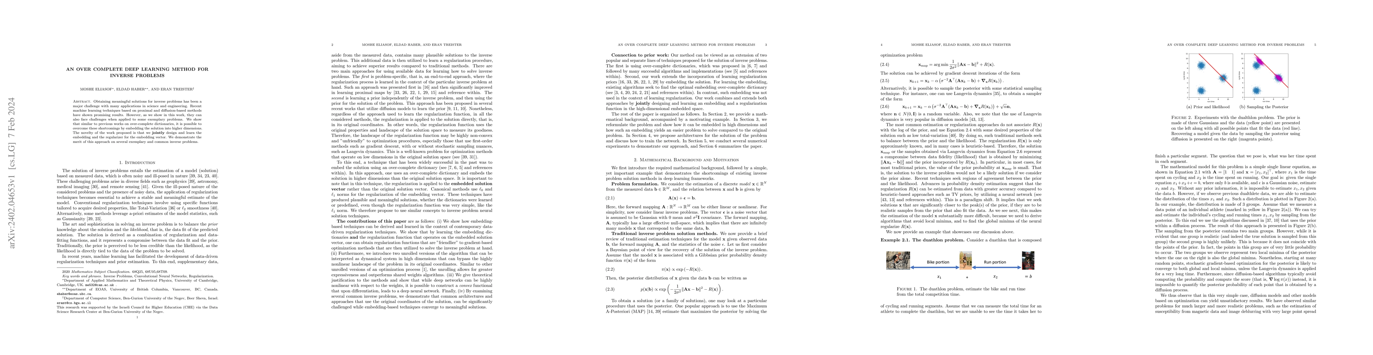 Thumbnail for An Over Complete Deep Learning Method for Inverse Problems