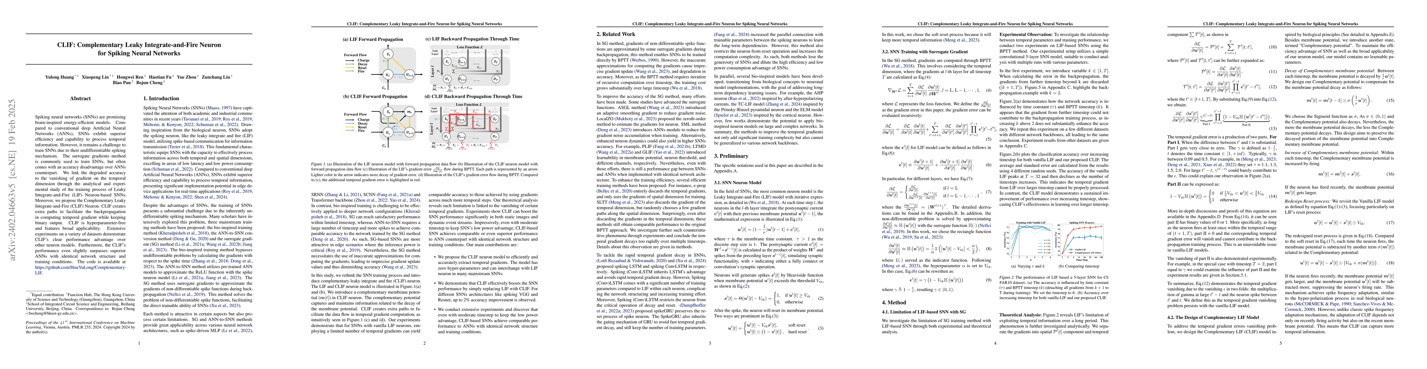 Thumbnail for CLIF: Complementary Leaky Integrate-and-Fire Neuron for Spiking Neural
  Networks