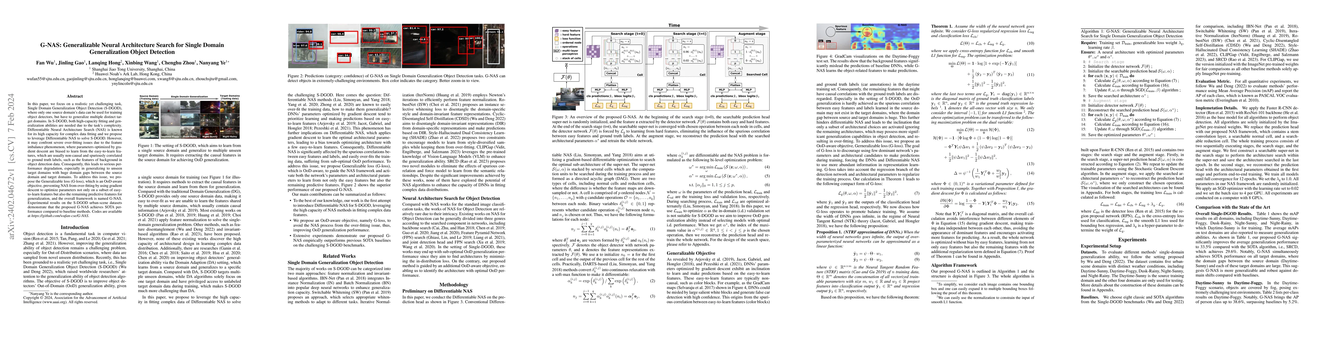 Thumbnail for G-NAS: Generalizable Neural Architecture Search for Single Domain
  Generalization Object Detection