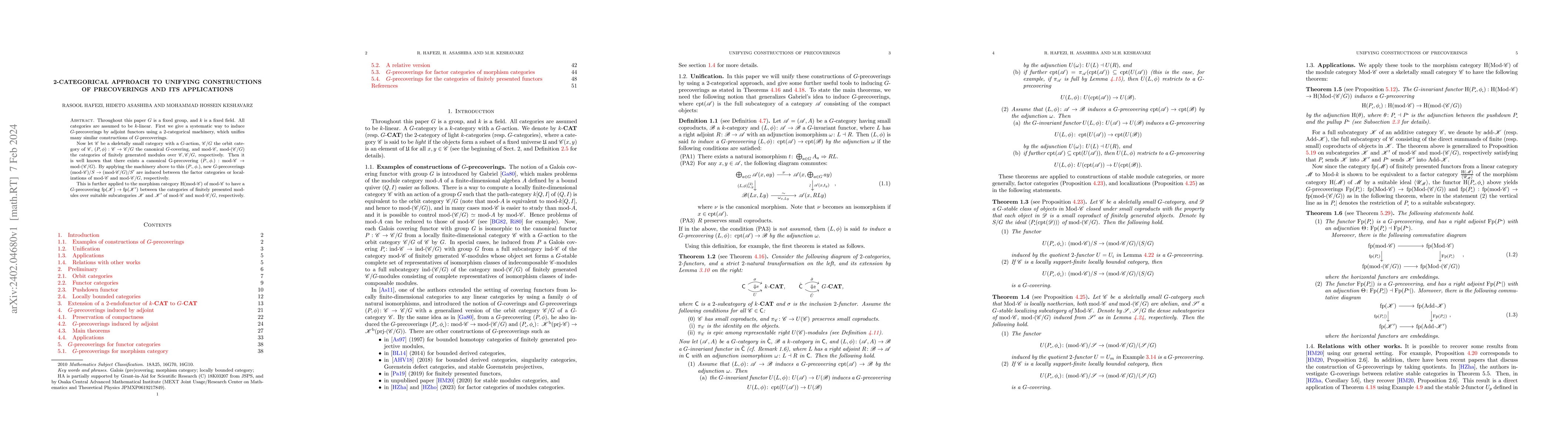 Thumbnail for 2-categorical approach to unifying constructions of precoverings and its
  applications