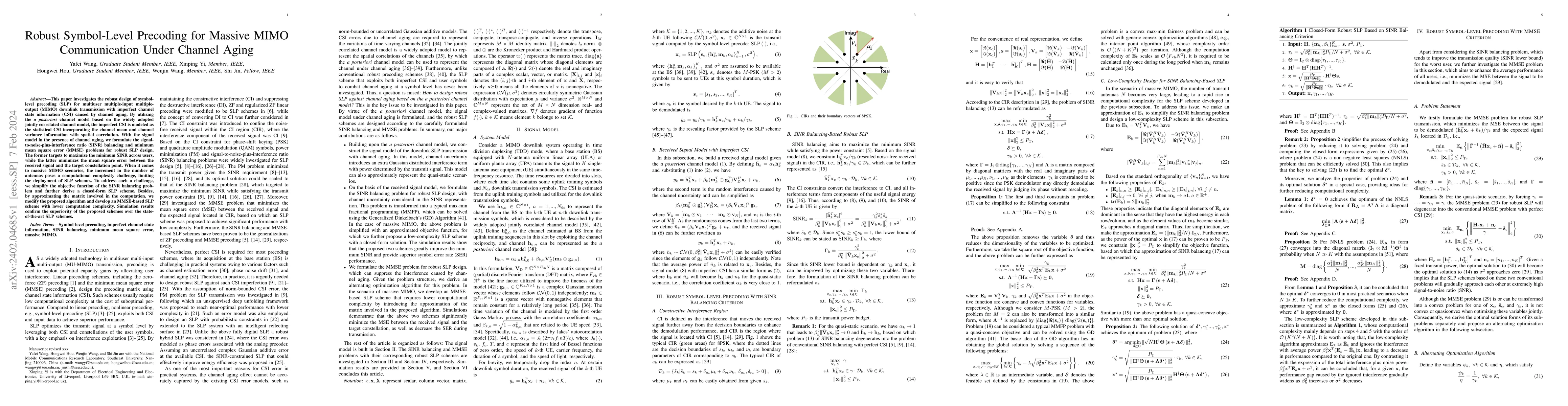 Thumbnail for Robust Symbol-Level Precoding for Massive MIMO Communication Under
  Channel Aging