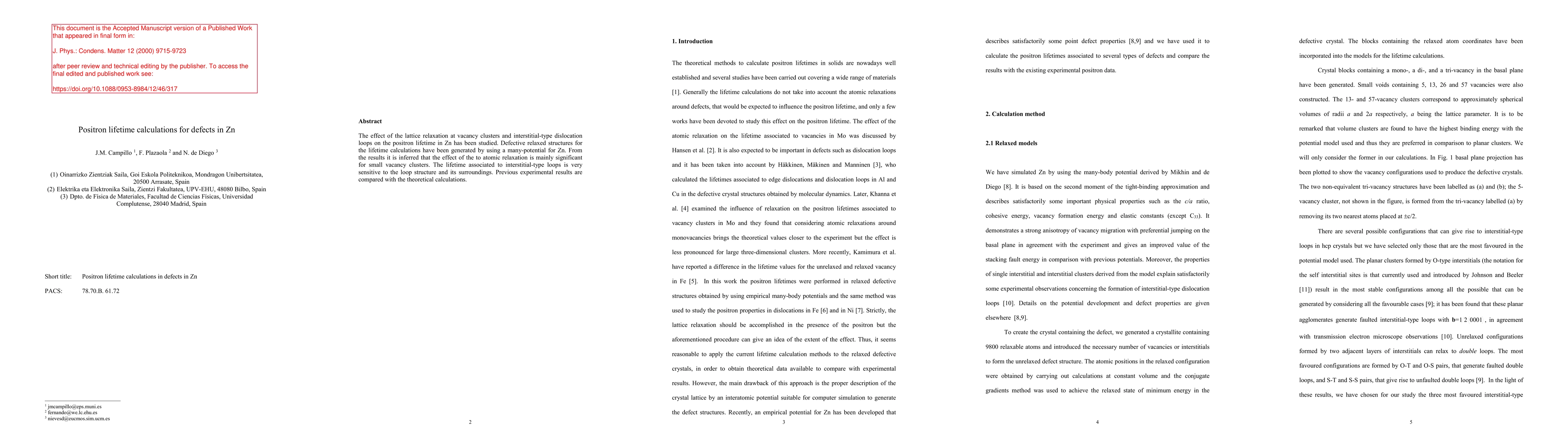 Thumbnail for Positron lifetime calculations for defects in Zn