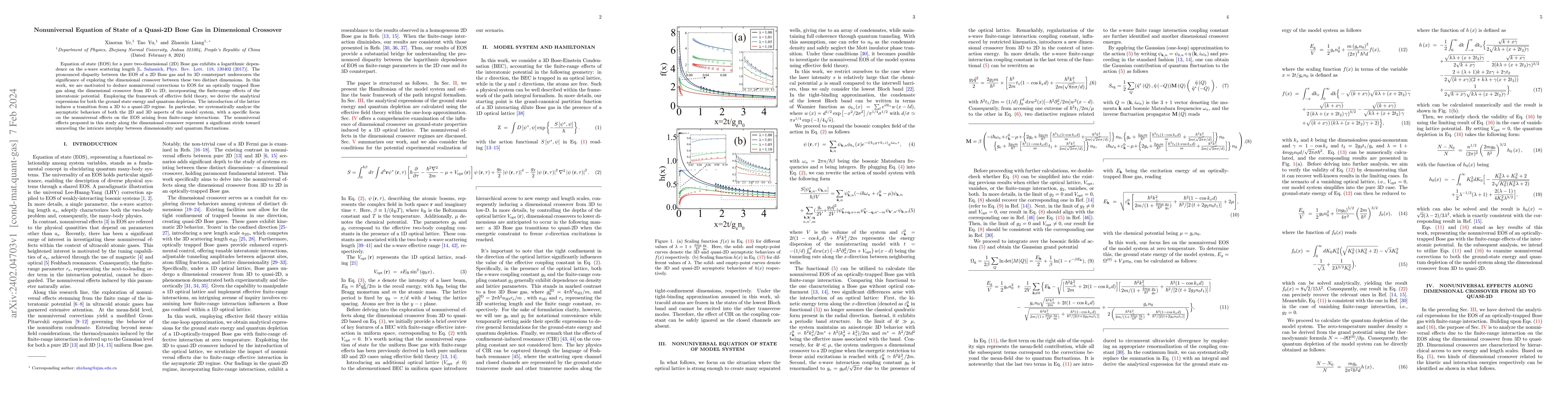 Thumbnail for Nonuniversal Equation of State of a Quasi-2D Bose Gas in Dimensional
  Crossover