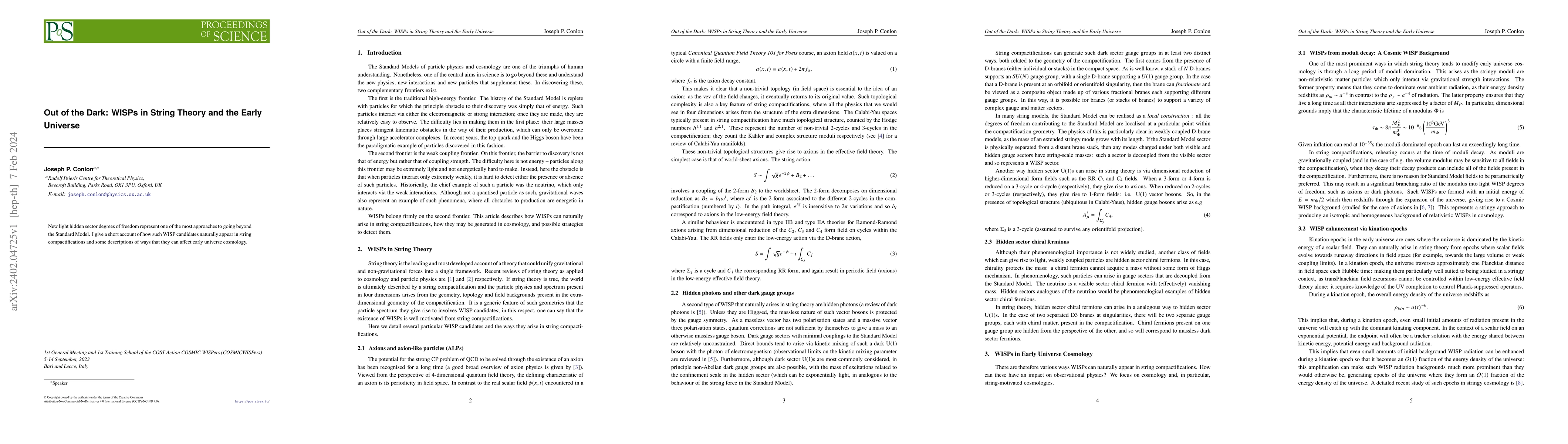 Thumbnail for Out of the Dark: WISPs in String Theory and the Early Universe