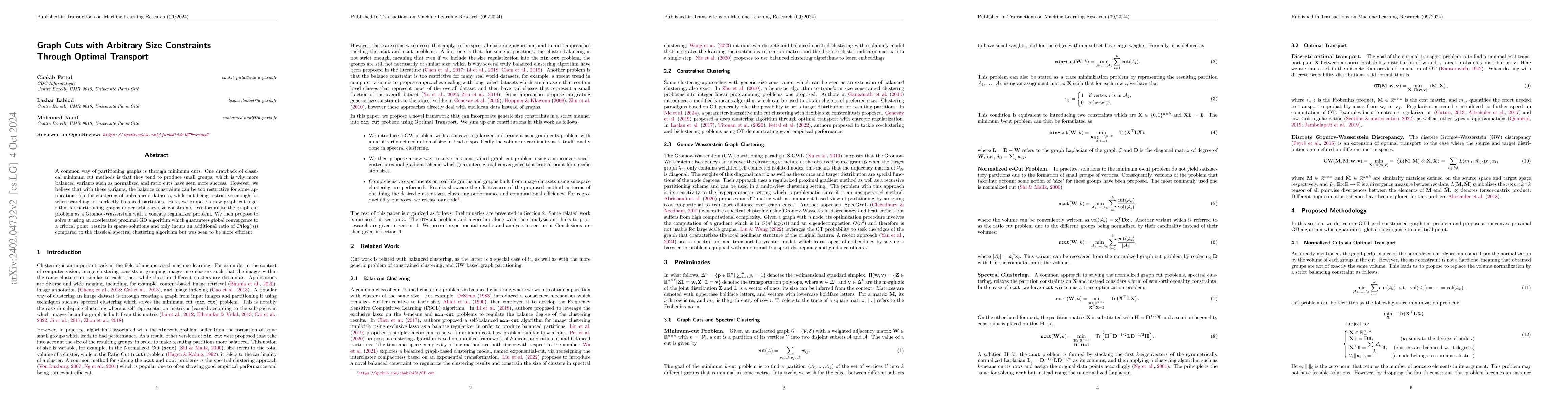 Thumbnail for Graph Cuts with Arbitrary Size Constraints Through Optimal Transport