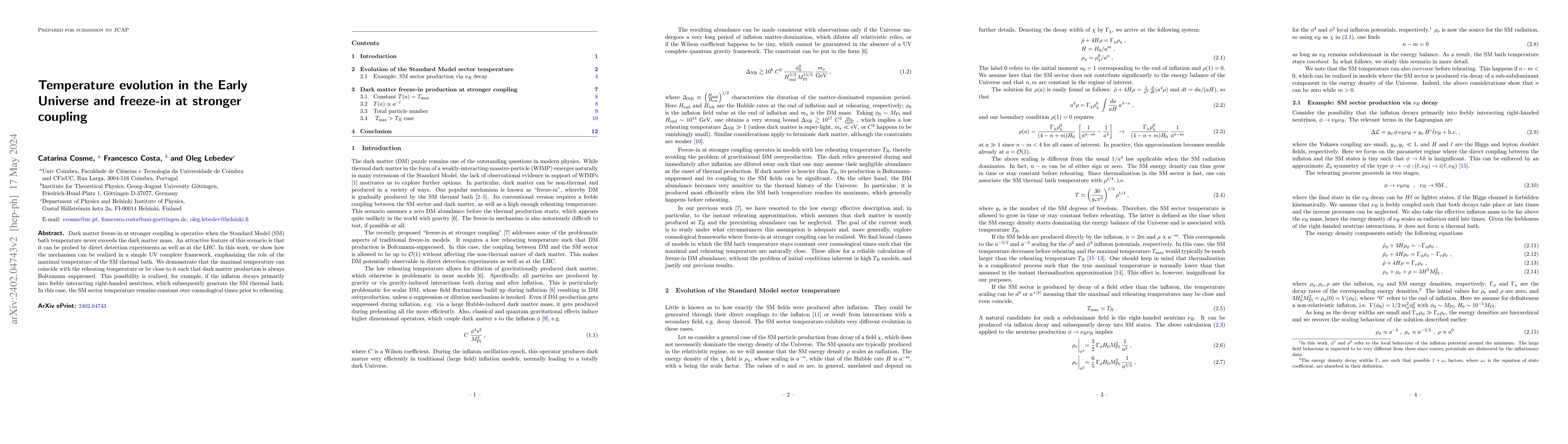 Thumbnail for Temperature evolution in the Early Universe and freeze-in at stronger
  coupling