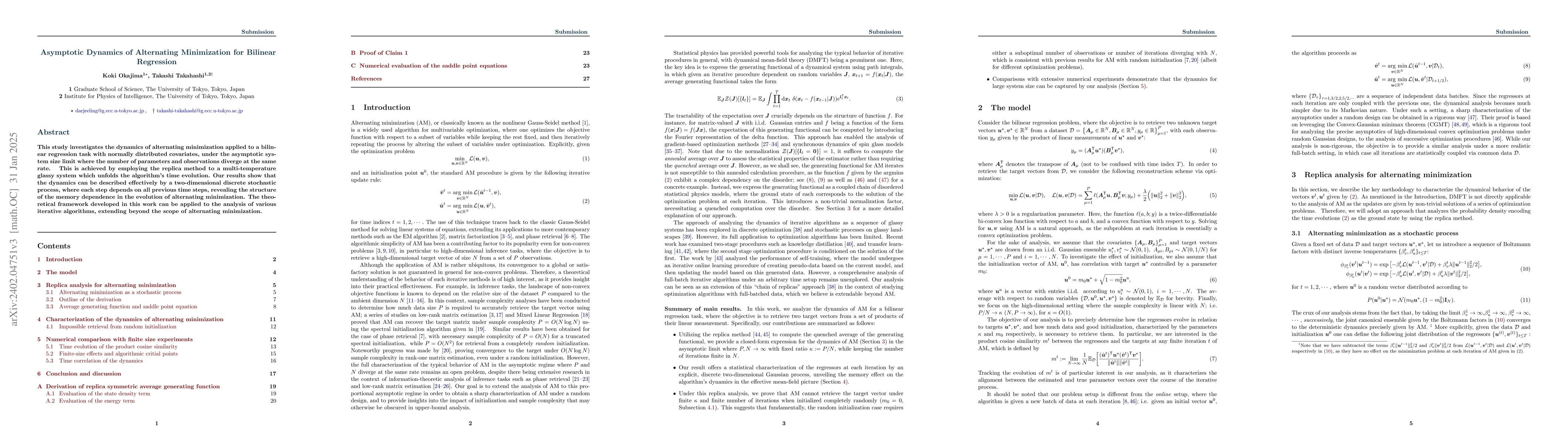 Thumbnail for Asymptotic Dynamics of Alternating Minimization for Non-Convex
  Optimization