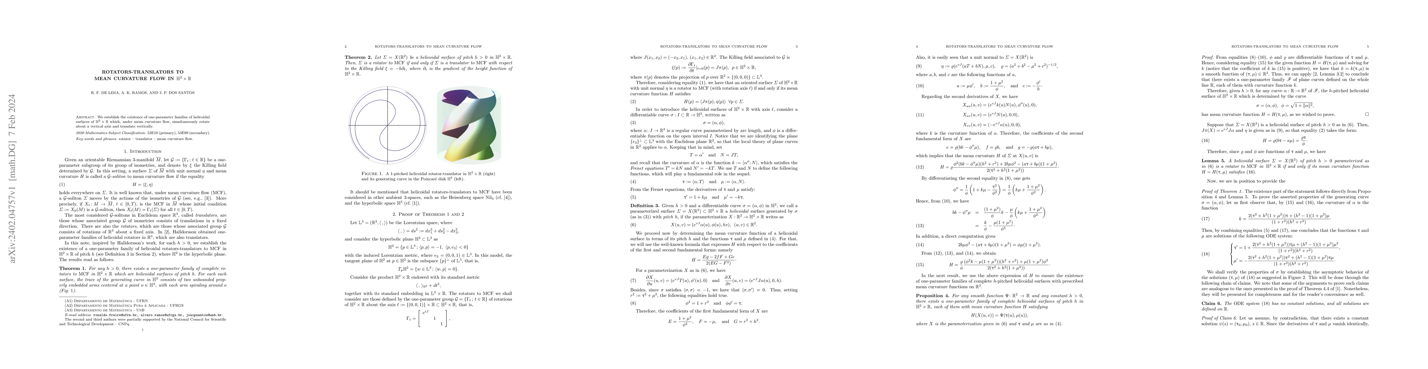 Thumbnail for Rotators-Translators to Mean Curvature Flow in $\mathbb H^2\times\mathbb
  R$