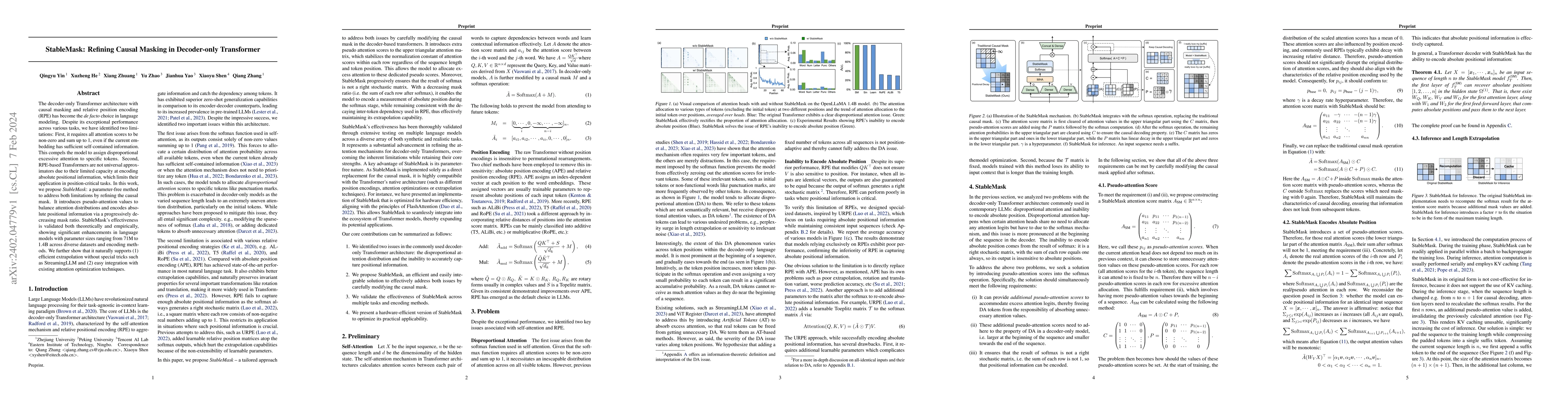 Thumbnail for StableMask: Refining Causal Masking in Decoder-only Transformer