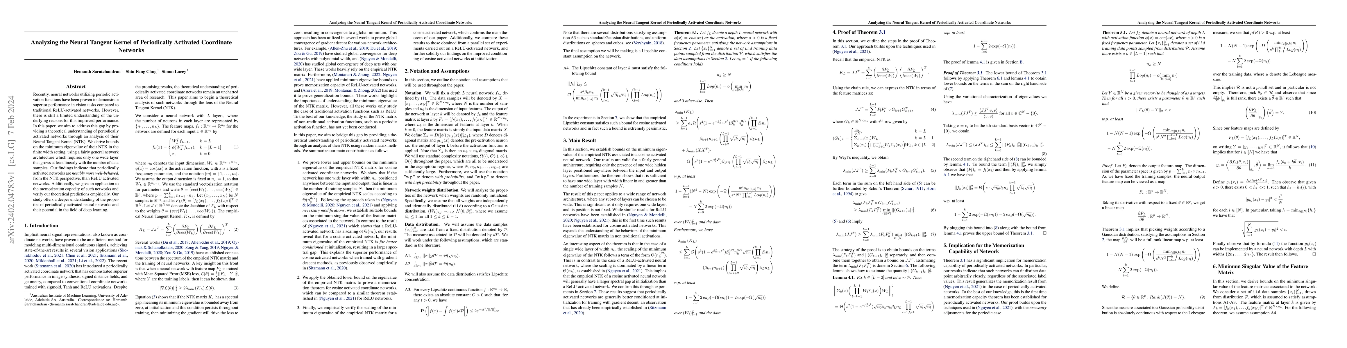 Thumbnail for Analyzing the Neural Tangent Kernel of Periodically Activated Coordinate
  Networks