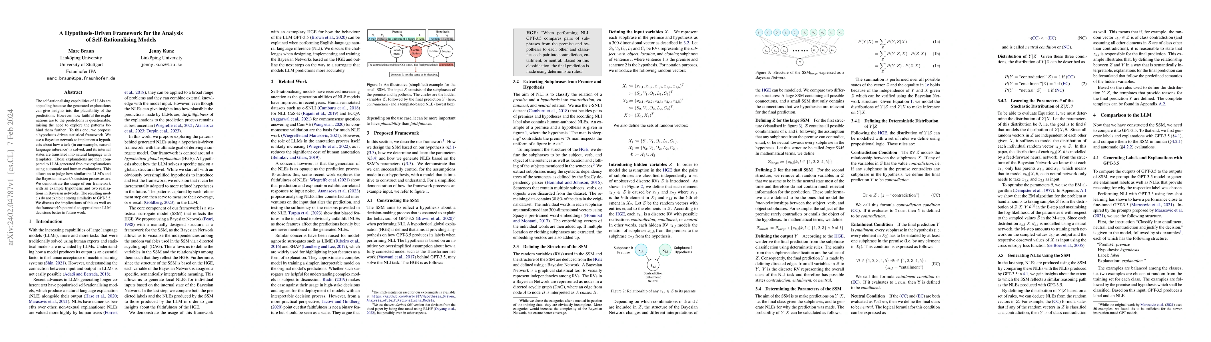 Thumbnail for A Hypothesis-Driven Framework for the Analysis of Self-Rationalising
  Models