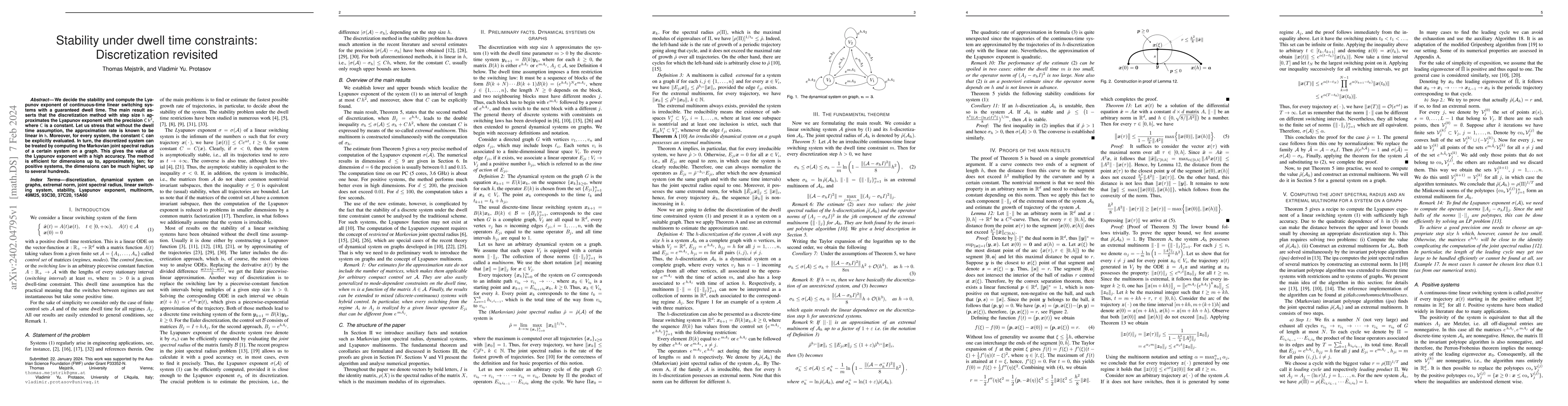 Thumbnail for Stability under dwell time constraints: Discretization revisited
