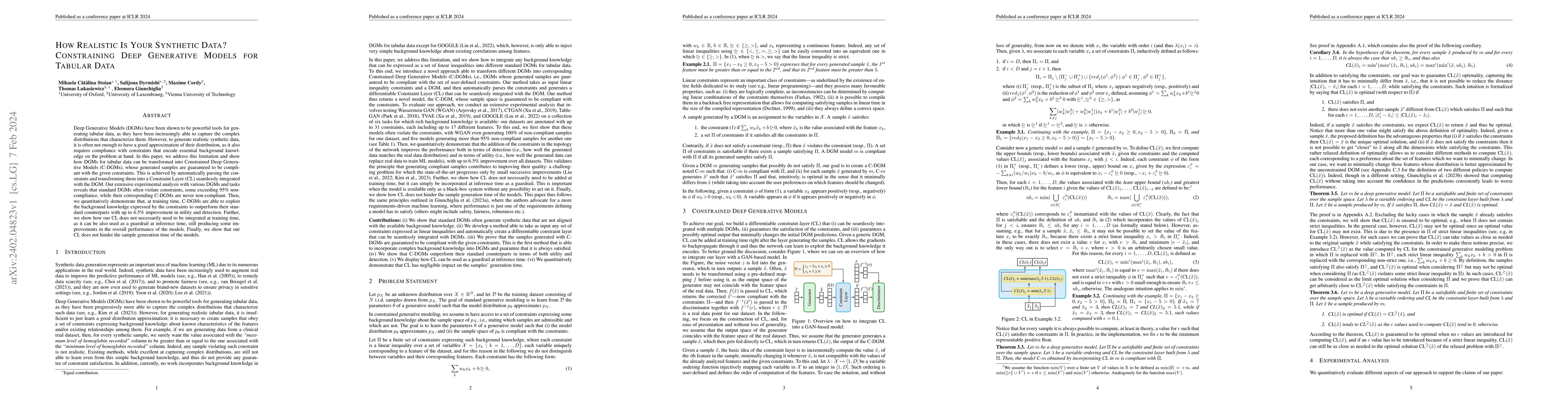 Thumbnail for How Realistic Is Your Synthetic Data? Constraining Deep Generative
  Models for Tabular Data
