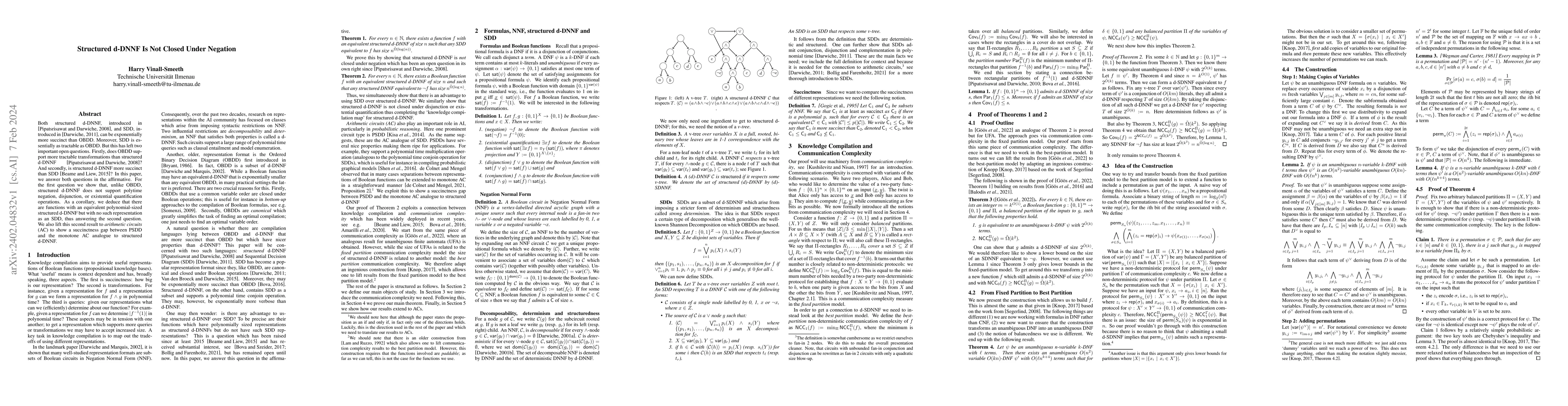 Thumbnail for Structured d-DNNF Is Not Closed Under Negation