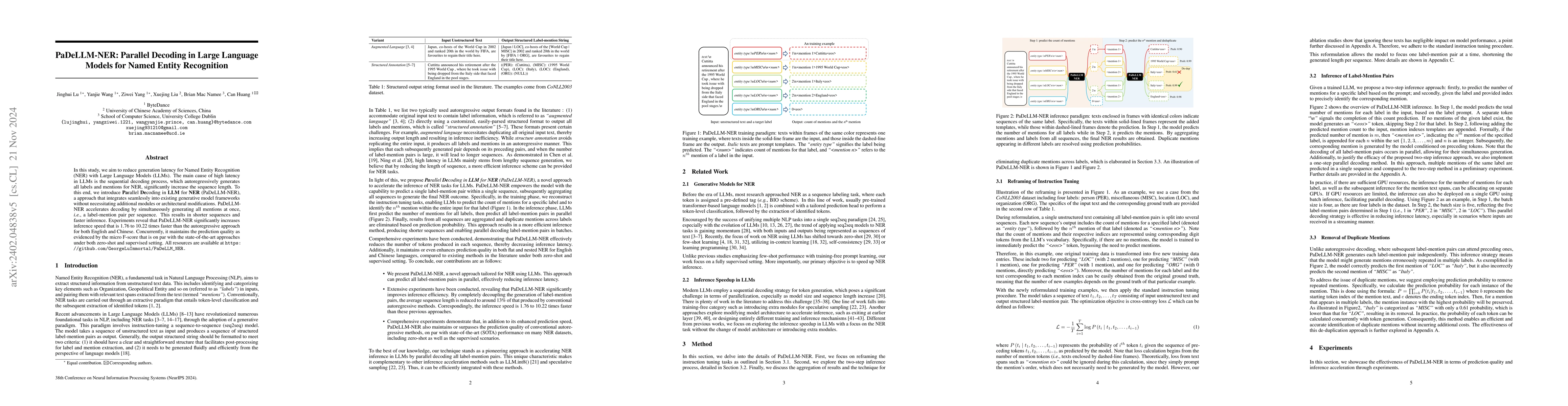 Thumbnail for PaDeLLM-NER: Parallel Decoding in Large Language Models for Named Entity
  Recognition