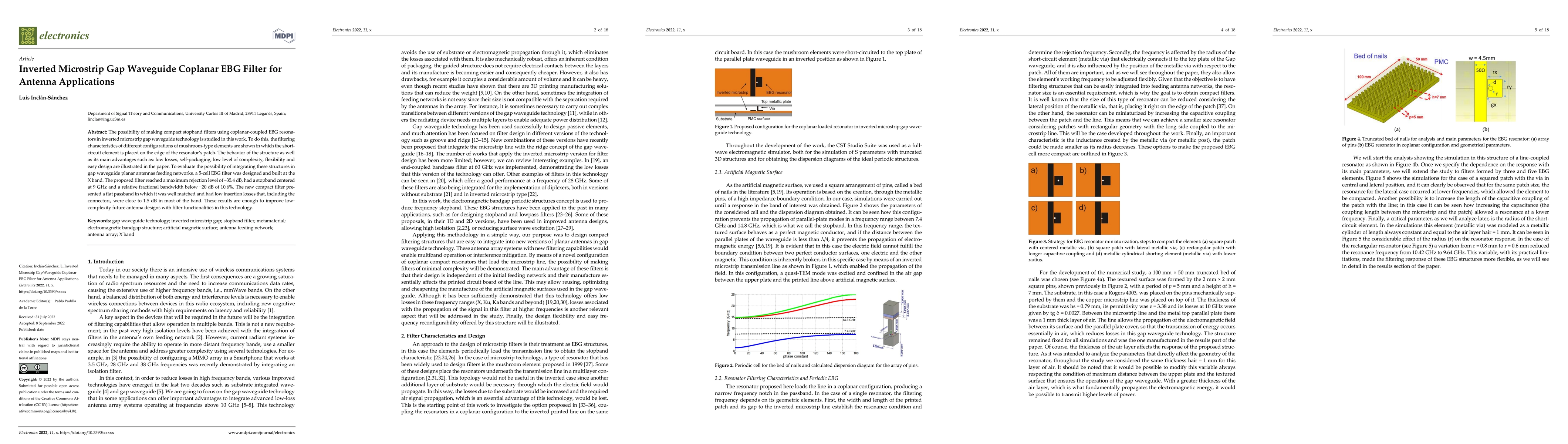 Thumbnail for Inverted Microstrip Gap Waveguide Coplanar EBG Filter for Antenna
  Applications