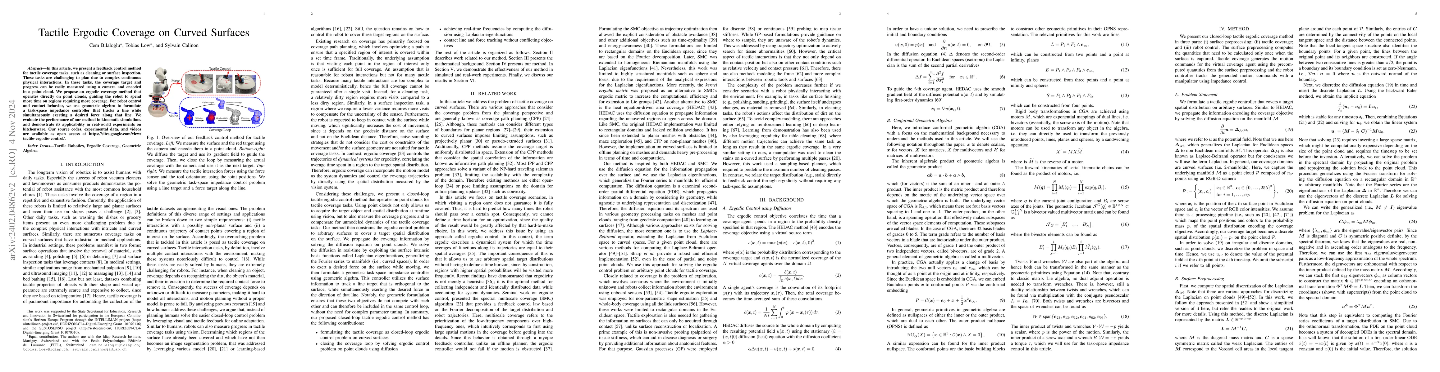 Thumbnail for Tactile Ergodic Control Using Diffusion and Geometric Algebra