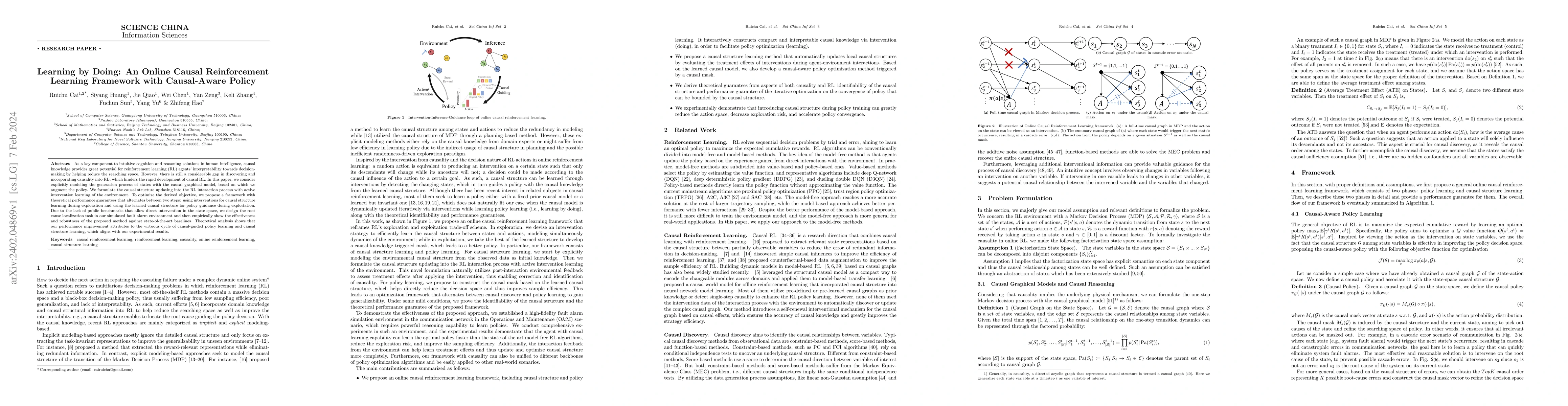 Thumbnail for Learning by Doing: An Online Causal Reinforcement Learning Framework
  with Causal-Aware Policy