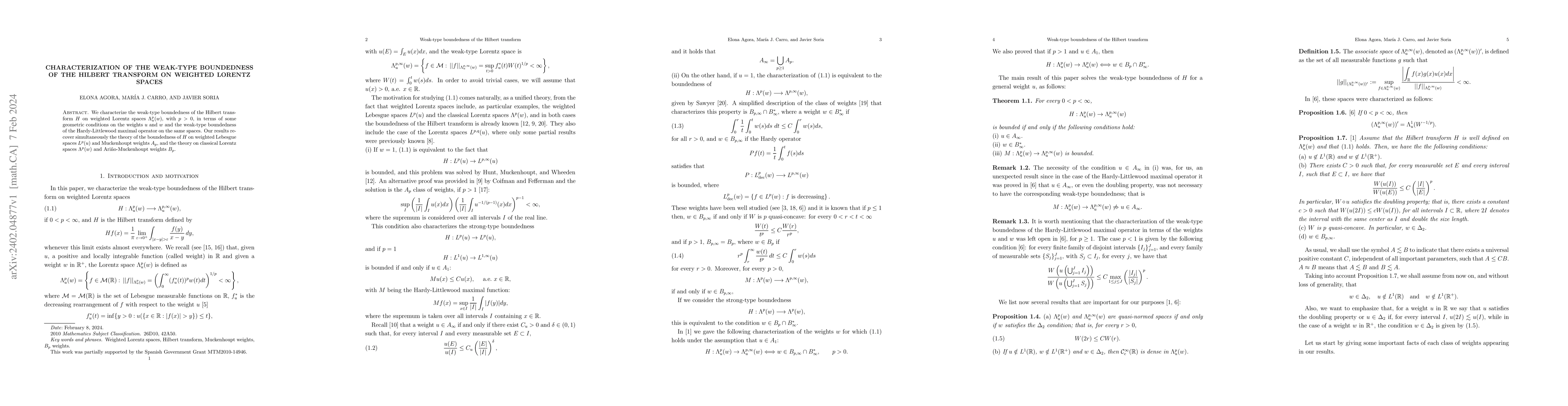 Thumbnail for Characterization of the weak-type boundedness of the Hilbert transform
  on weighted Lorentz spaces