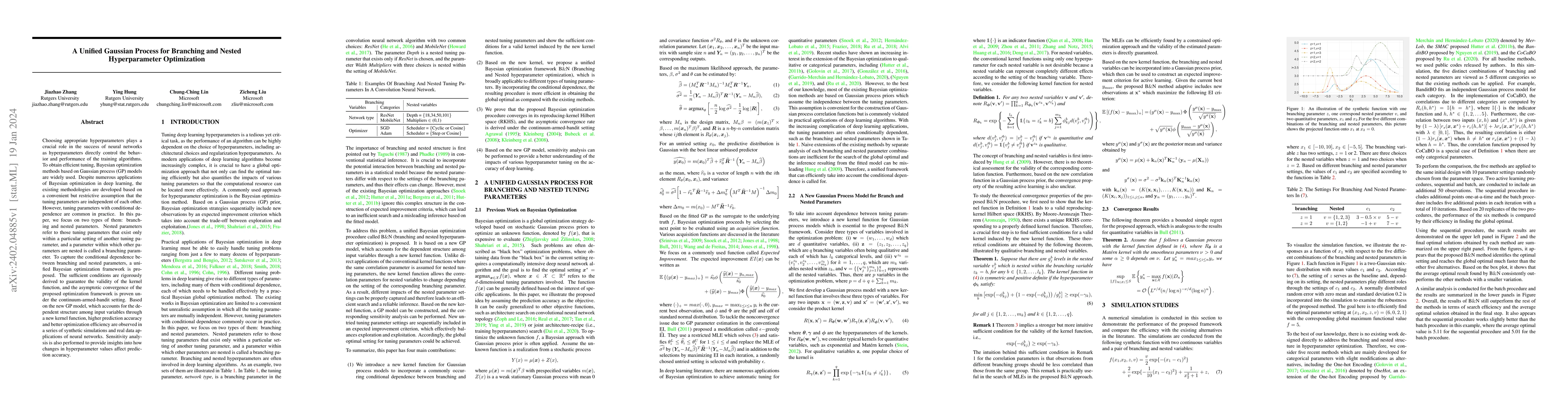 Thumbnail for A Unified Gaussian Process for Branching and Nested Hyperparameter
  Optimization