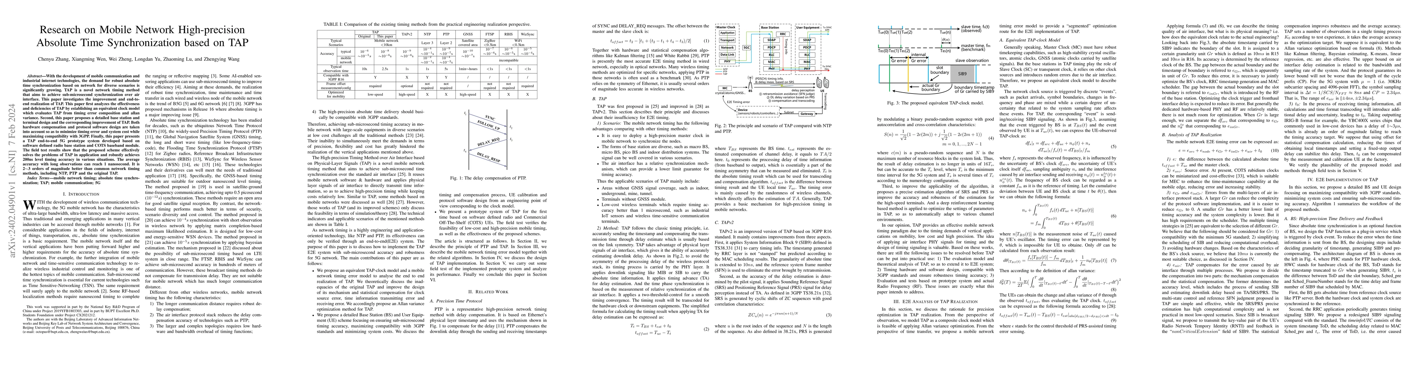 Thumbnail for Research on Mobile Network High-precision Absolute Time Synchronization
  based on TAP