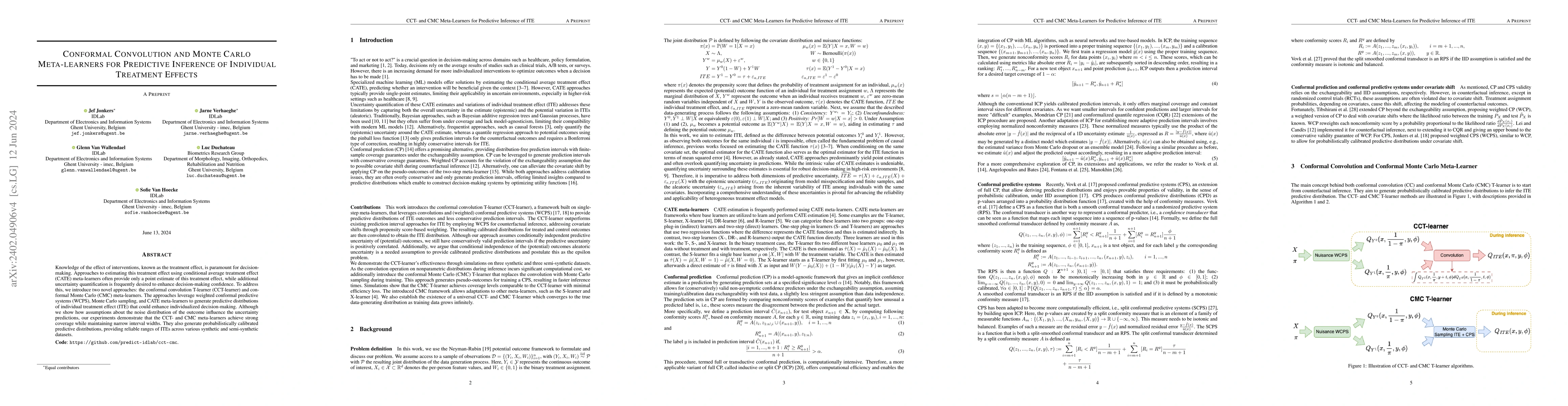 Thumbnail for Conformal Convolution and Monte Carlo Meta-learners for Predictive
  Inference of Individual Treatment Effects