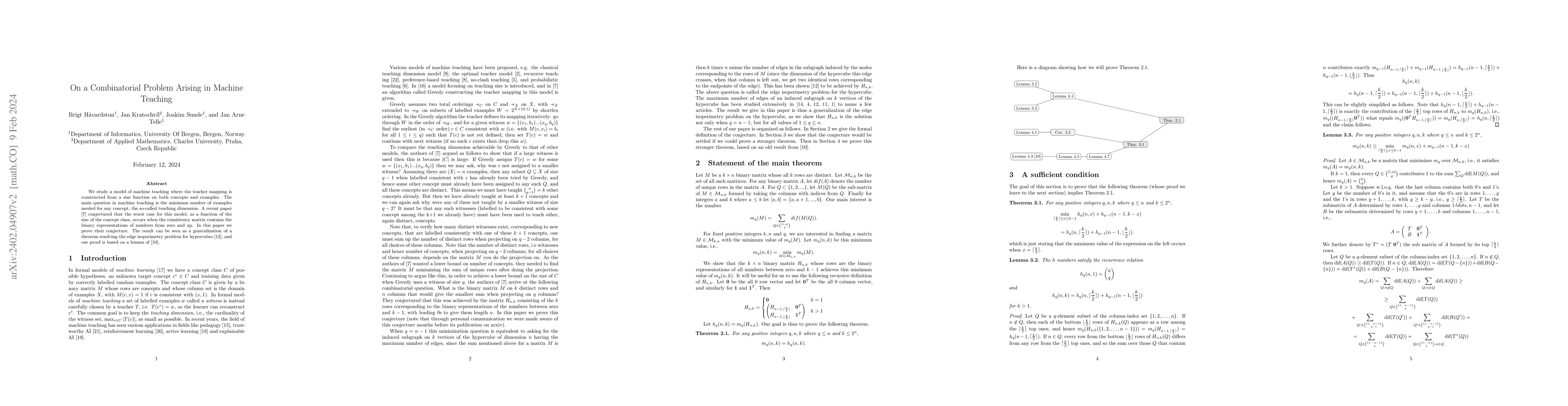 Thumbnail for On a Combinatorial Problem Arising in Machine Teaching