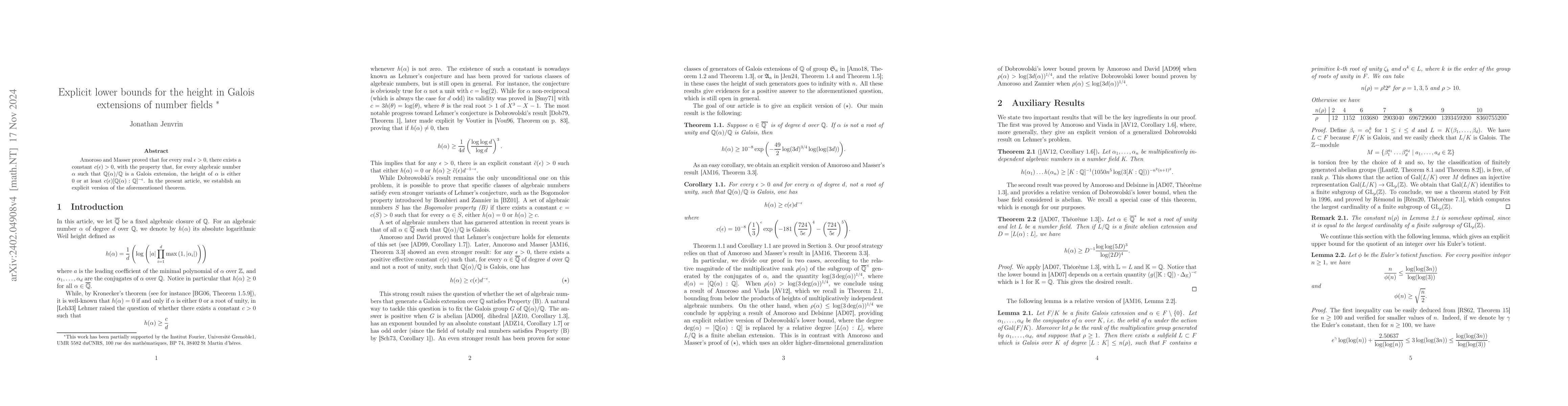 Thumbnail for Explicit lower bounds for the height in Galois extensions of number
  fields