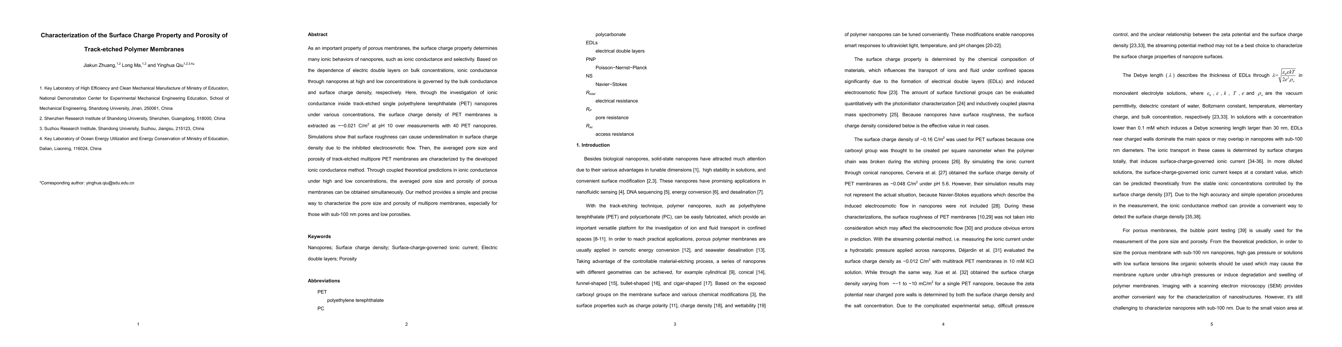 Thumbnail for Characterization of the Surface Charge Property and Porosity of
  Track-etched Polymer Membranes