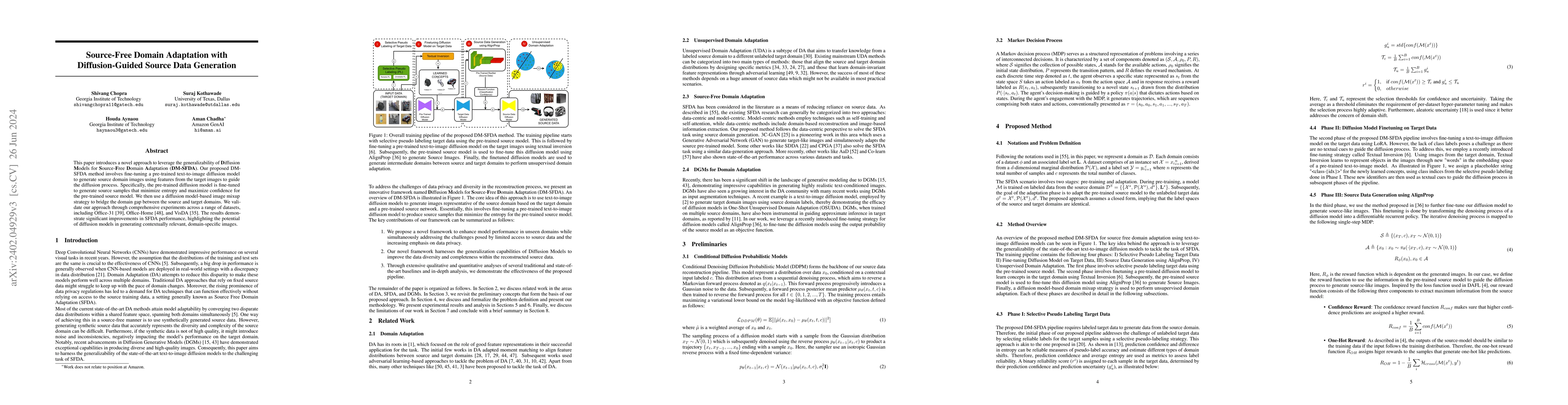 Thumbnail for Source-Free Domain Adaptation with Diffusion-Guided Source Data
  Generation