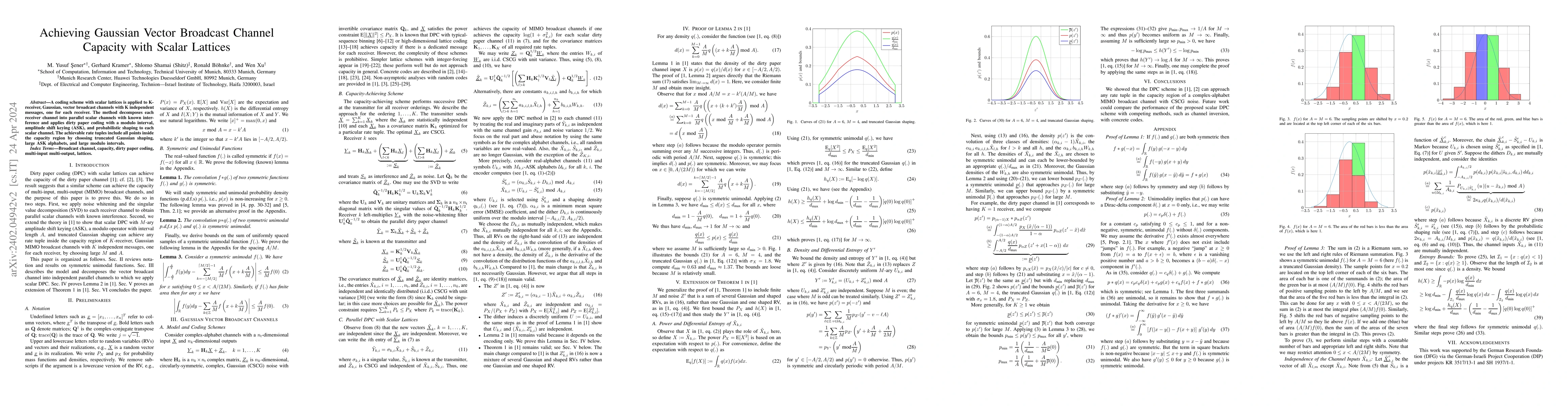 Thumbnail for Achieving Gaussian Vector Broadcast Channel Capacity with Scalar
  Lattices