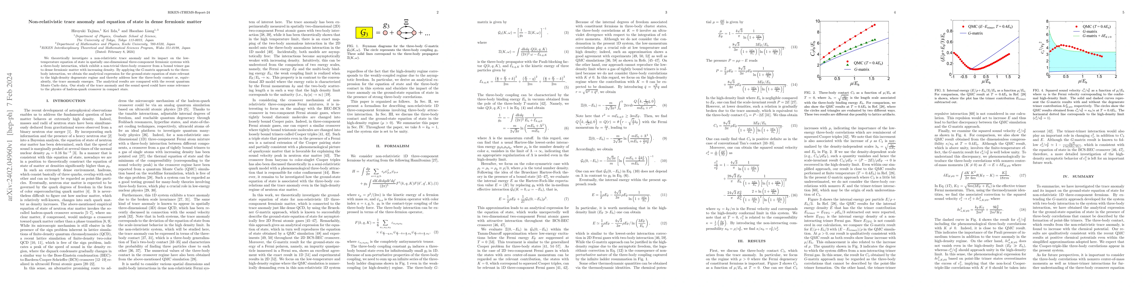 Thumbnail for Non-relativistic trace anomaly and equation of state in dense fermionic
  matter