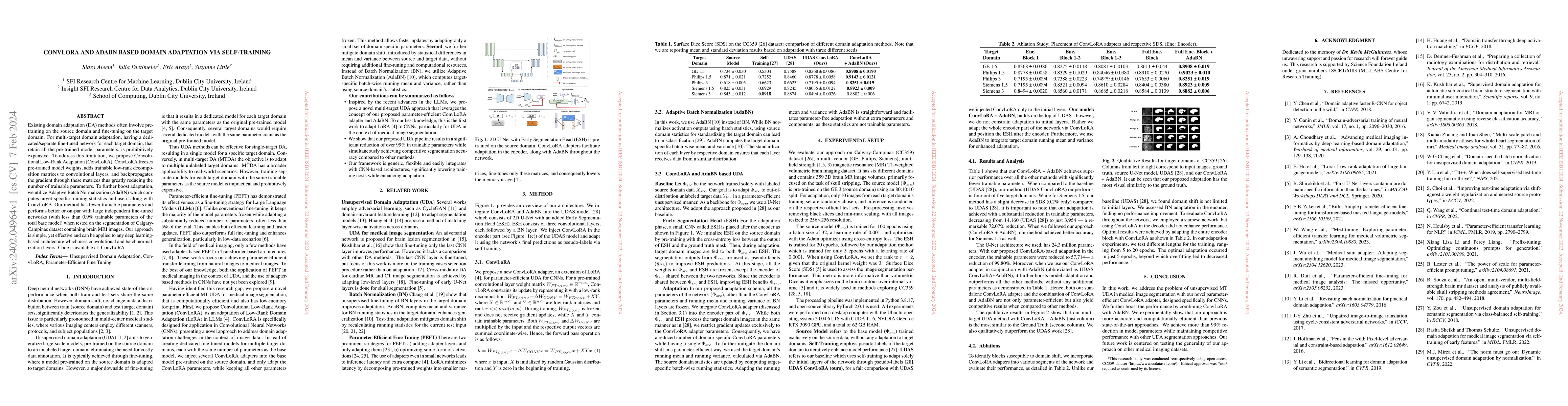 Thumbnail for ConvLoRA and AdaBN based Domain Adaptation via Self-Training