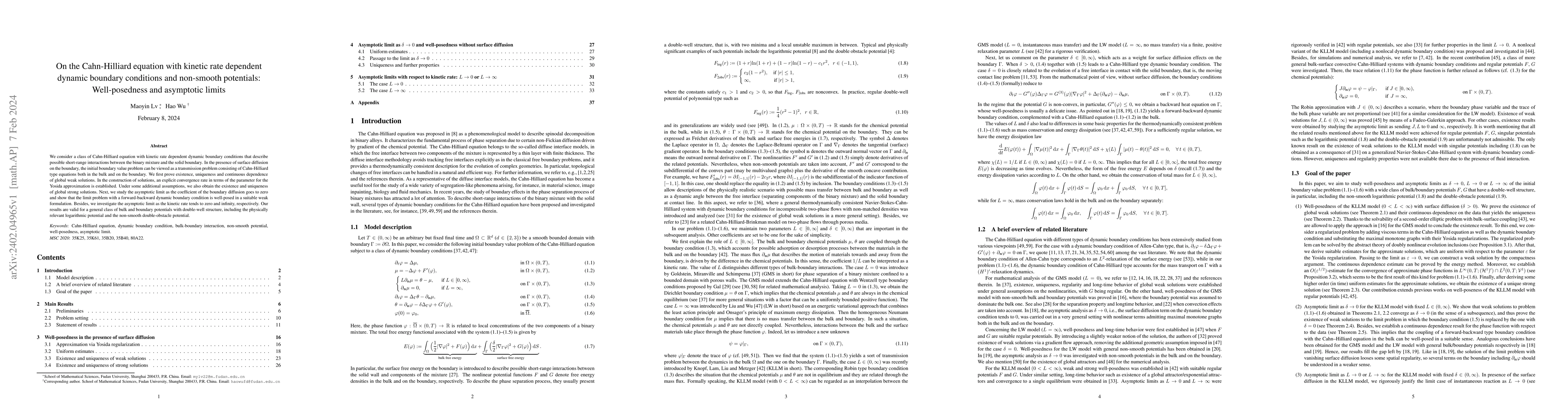 Thumbnail for On the Cahn-Hilliard equation with kinetic rate dependent dynamic
  boundary conditions and non-smooth potentials: Well-posedness and asymptotic
  limits