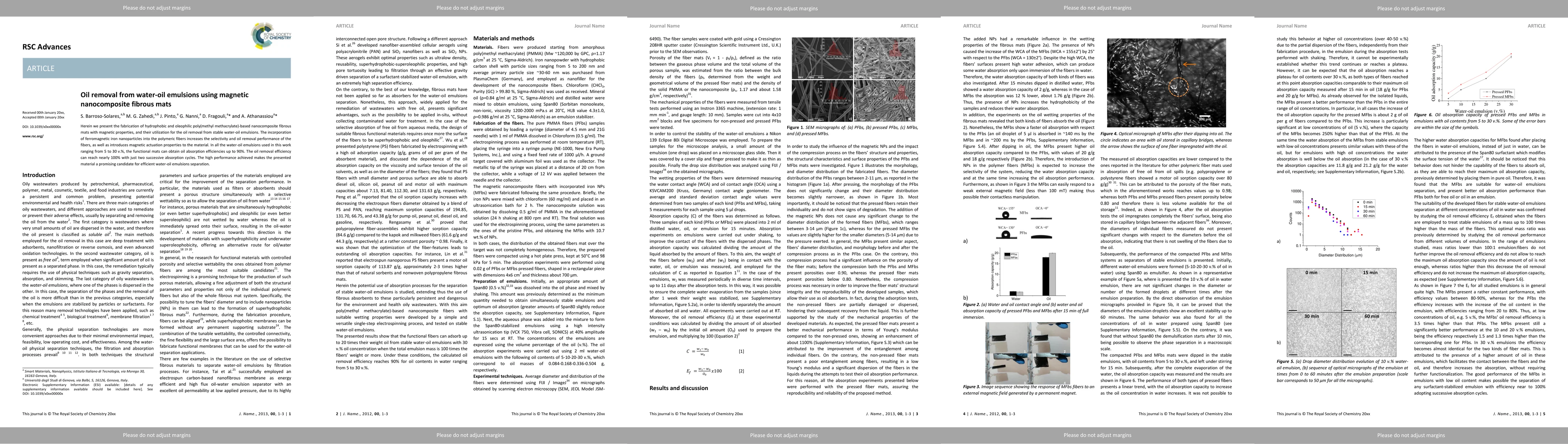 Thumbnail for Oil removal from water oil emulsions using magnetic nanocomposite
  fibrous mats