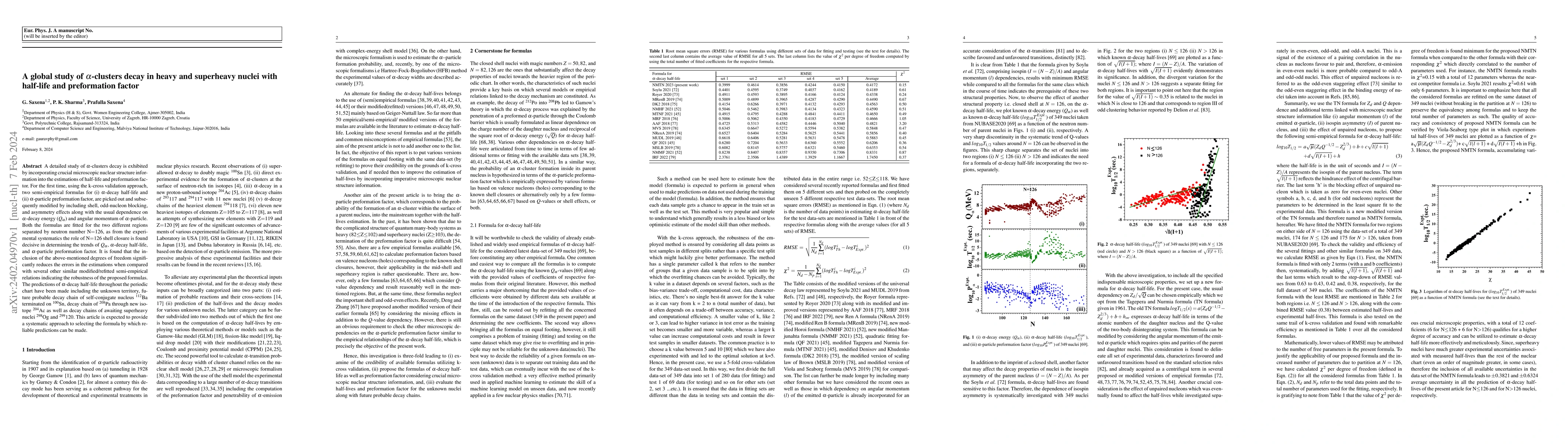 Thumbnail for A global study of $\alpha$-clusters decay in heavy and superheavy nuclei
  with half-life and preformation factor