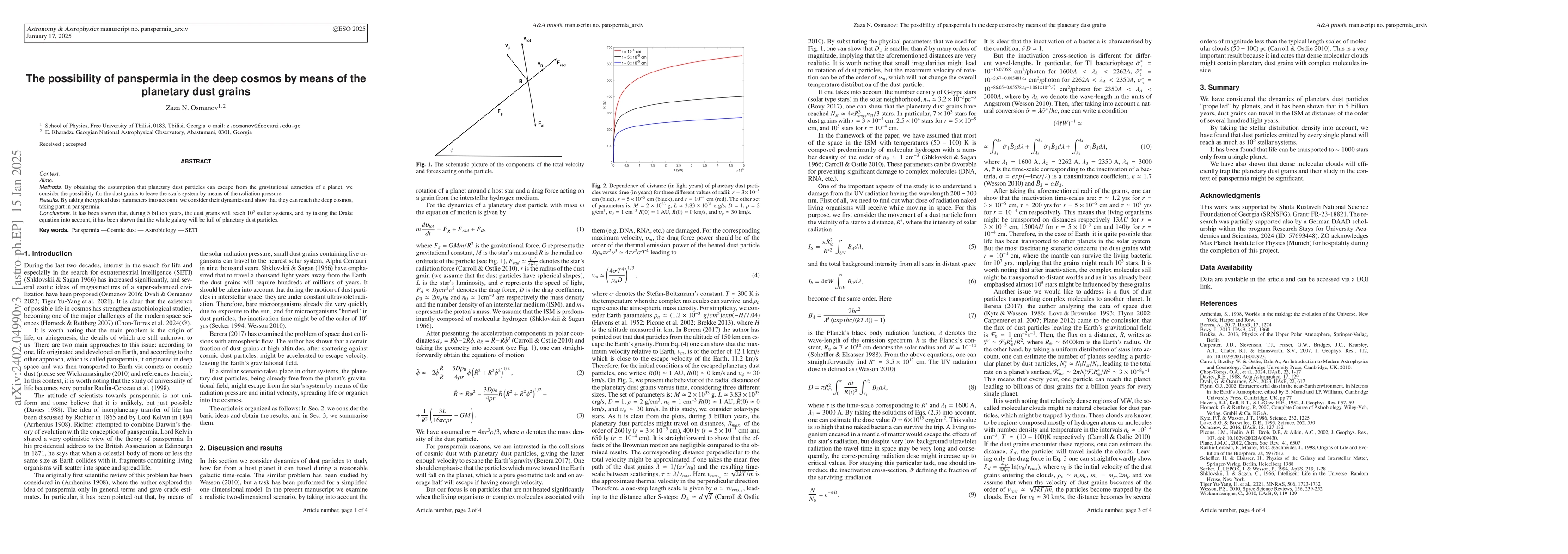 Thumbnail for The possibility of panspermia in the deep cosmos by means of the
  planetary dust grains